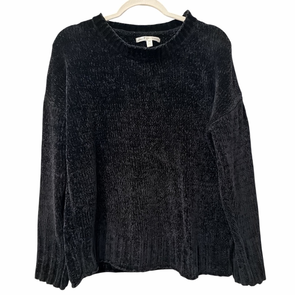 Seven 7 For All Mankind Black Chenille Casual Pullover Sweater size medium‎